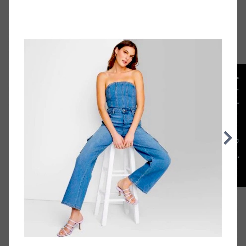 XS! UT -Women’s tube cargo denim jumpsuit medium wash